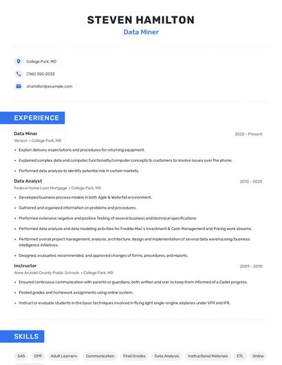 Data Miner Resume