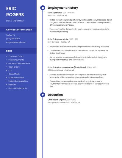 Data Operator Resume
