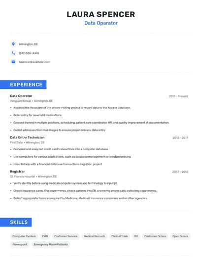 Data Operator Resume