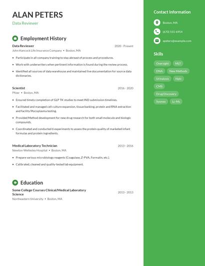 Data Reviewer Resume
