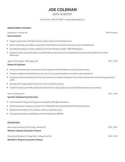 Data Scientist Resume