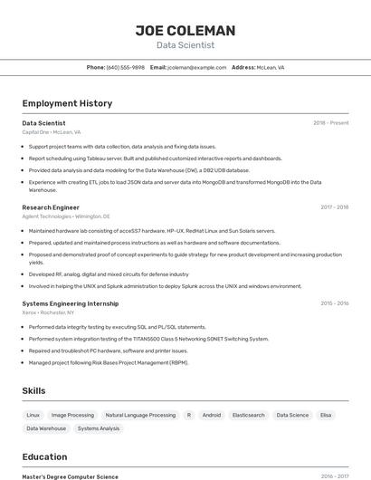 Resume example 2