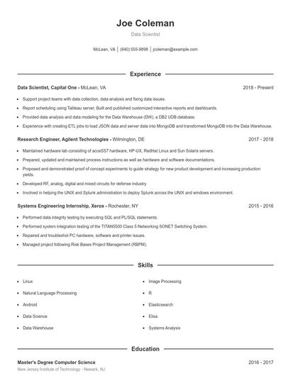 Resume example 1