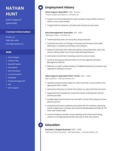 Data Support Specialist Resume