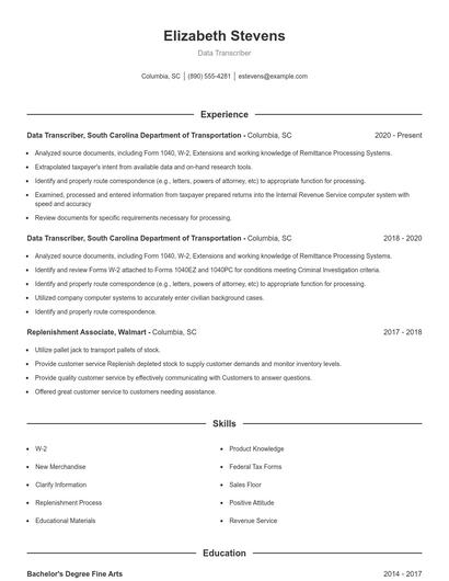 Resume example 1