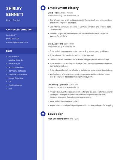 Data Typist Resume