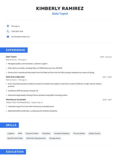Data Typist Resume