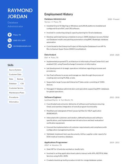 Database Administrator Resume