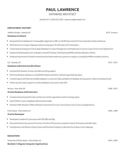 Database Architect Resume