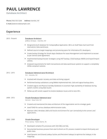 Database Architect Resume