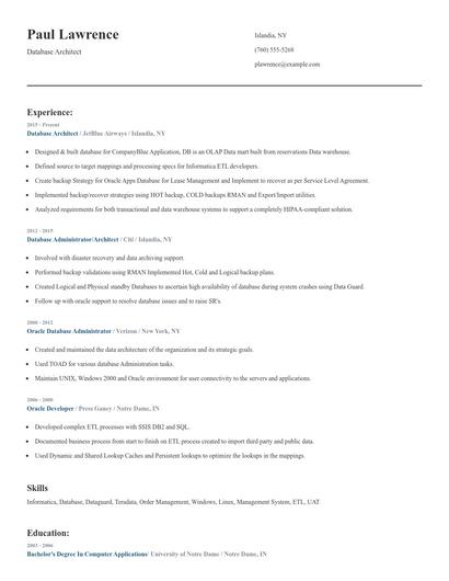 Database Architect Resume
