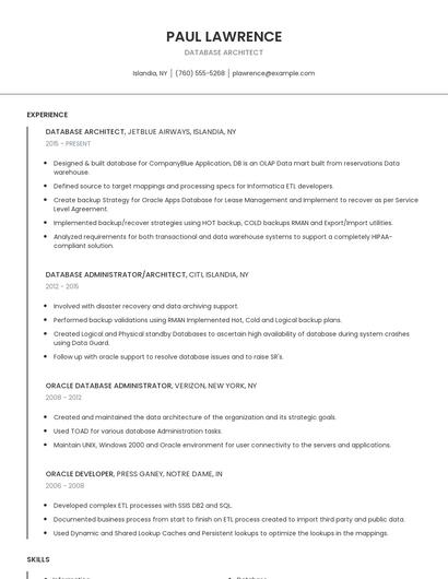 Database Architect Resume