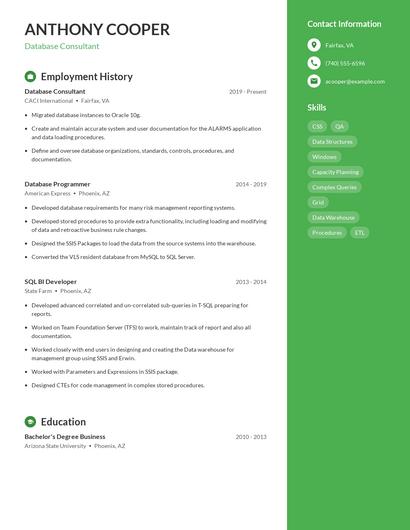 Database Consultant Resume