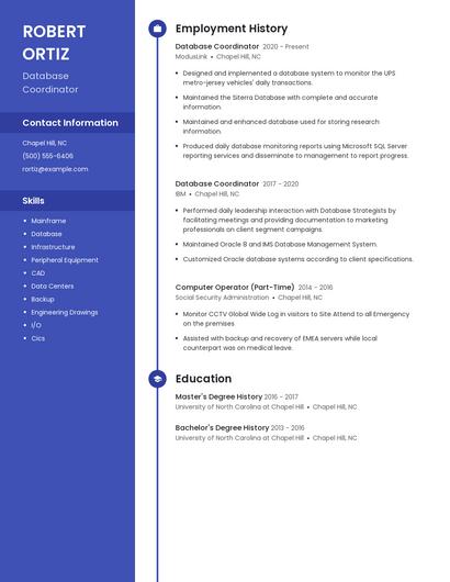 Database Coordinator Resume