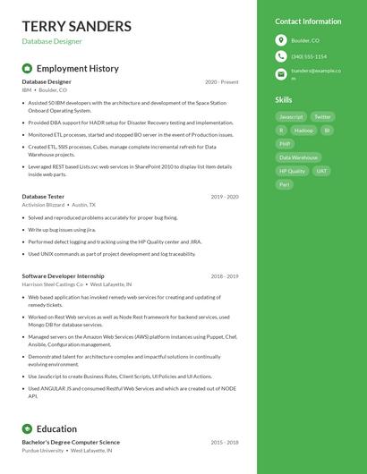 Database Designer Resume