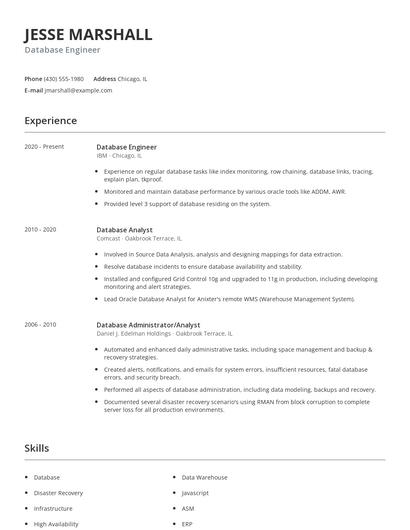 Database Engineer Resume