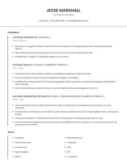 Database Engineer Resume