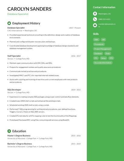 Resume example 5