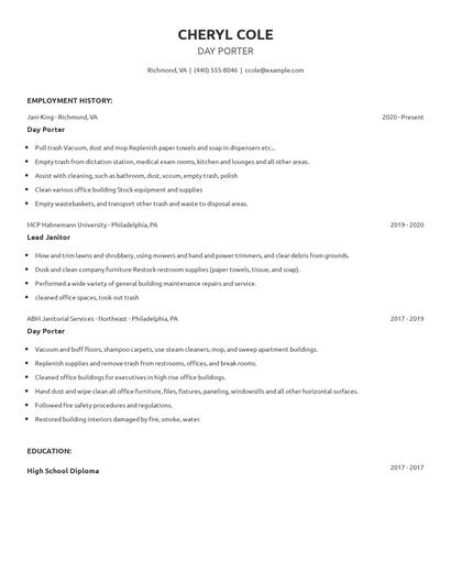 Day Porter Resume