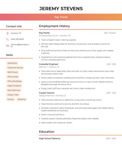 Day Porter Resume