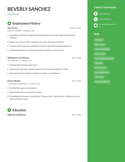 Day Porter Resume
