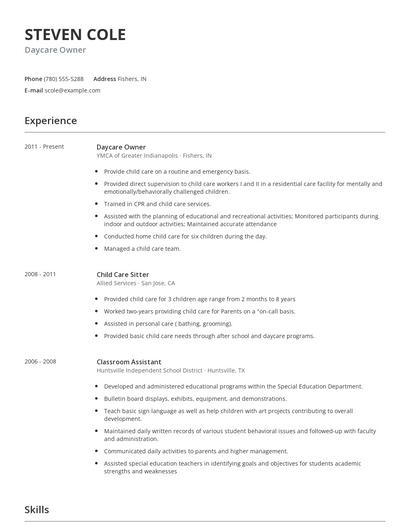 Daycare Owner Resume