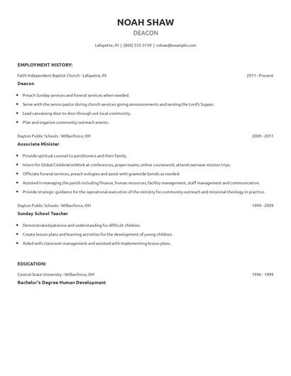 Deacon Resume
