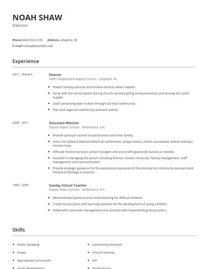 Deacon Resume