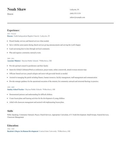 Deacon Resume