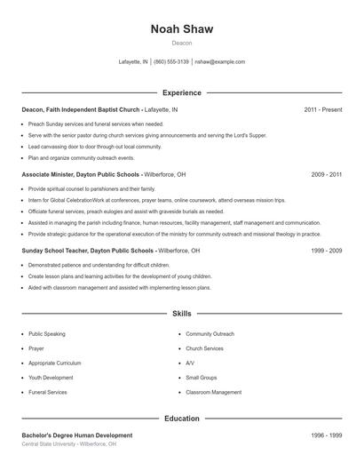 Deacon Resume