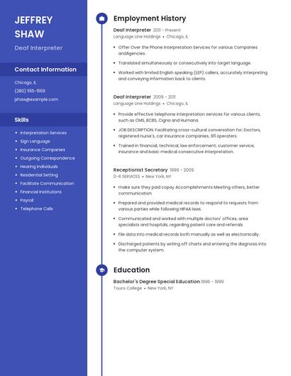 Deaf Interpreter Resume