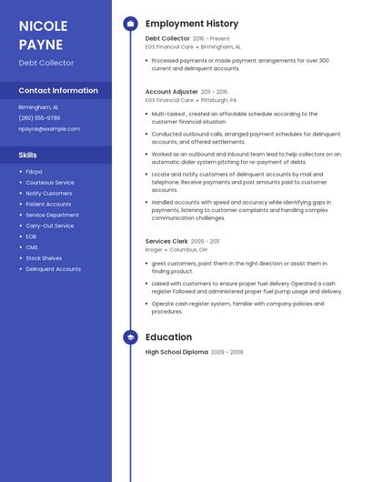 Debt Collector Resume