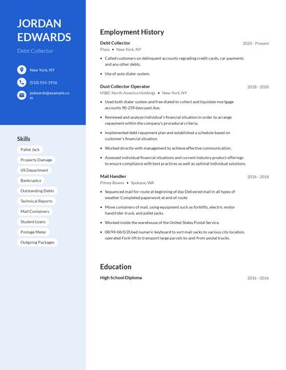 Debt Collector Resume