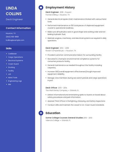 Deck Engineer Resume