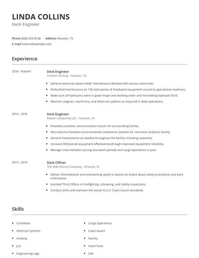 Deck Engineer Resume