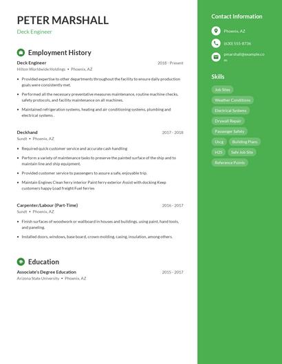 Deck Engineer Resume