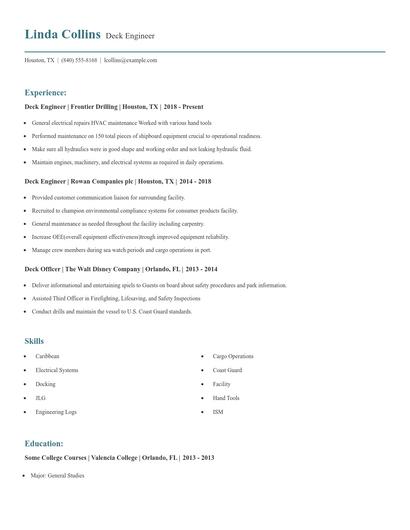 Deck Engineer Resume