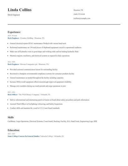 Deck Engineer Resume