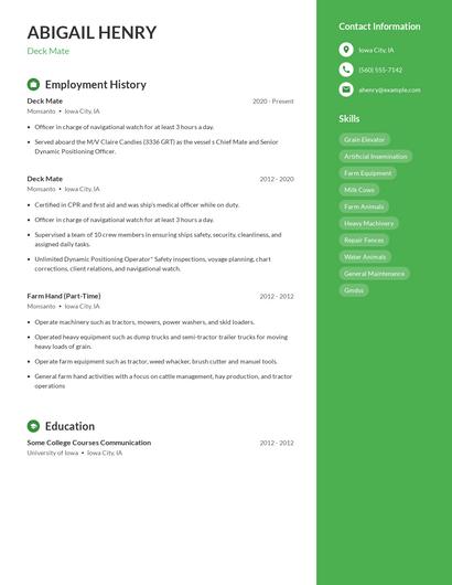 Deck Mate Resume