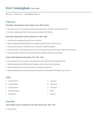 Deck Mate Resume