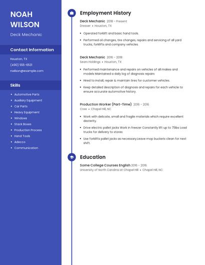 Deck Mechanic Resume