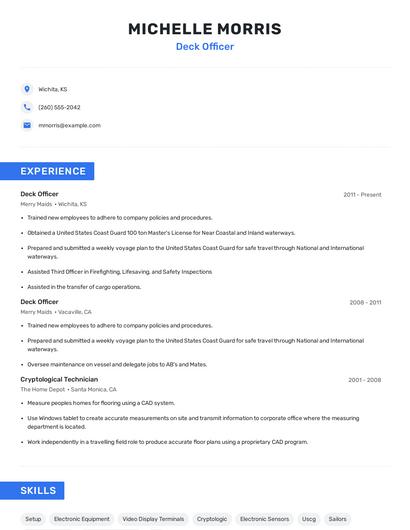 Deck Officer Resume