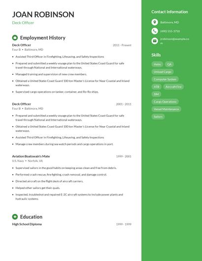 Deck Officer Resume