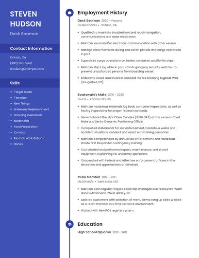 Deck Seaman Resume