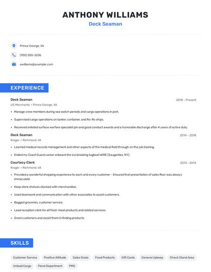 Deck Seaman Resume