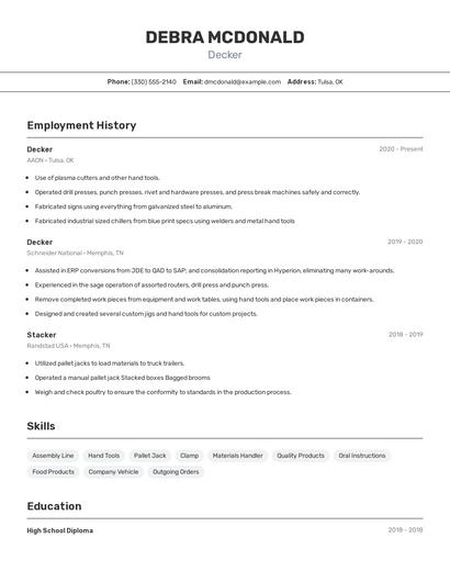 Decker Resume