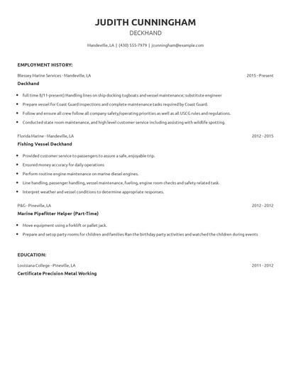 Deckhand Resume