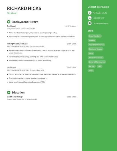 Deckhand Resume