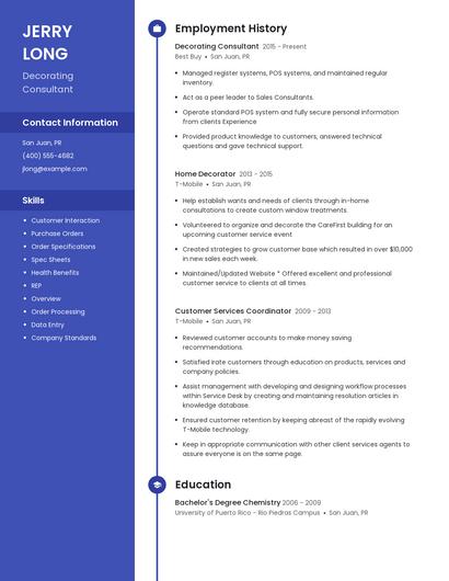 Decorating Consultant Resume