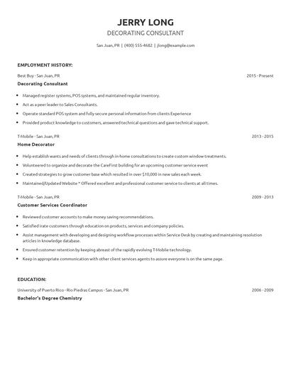 Decorating Consultant Resume